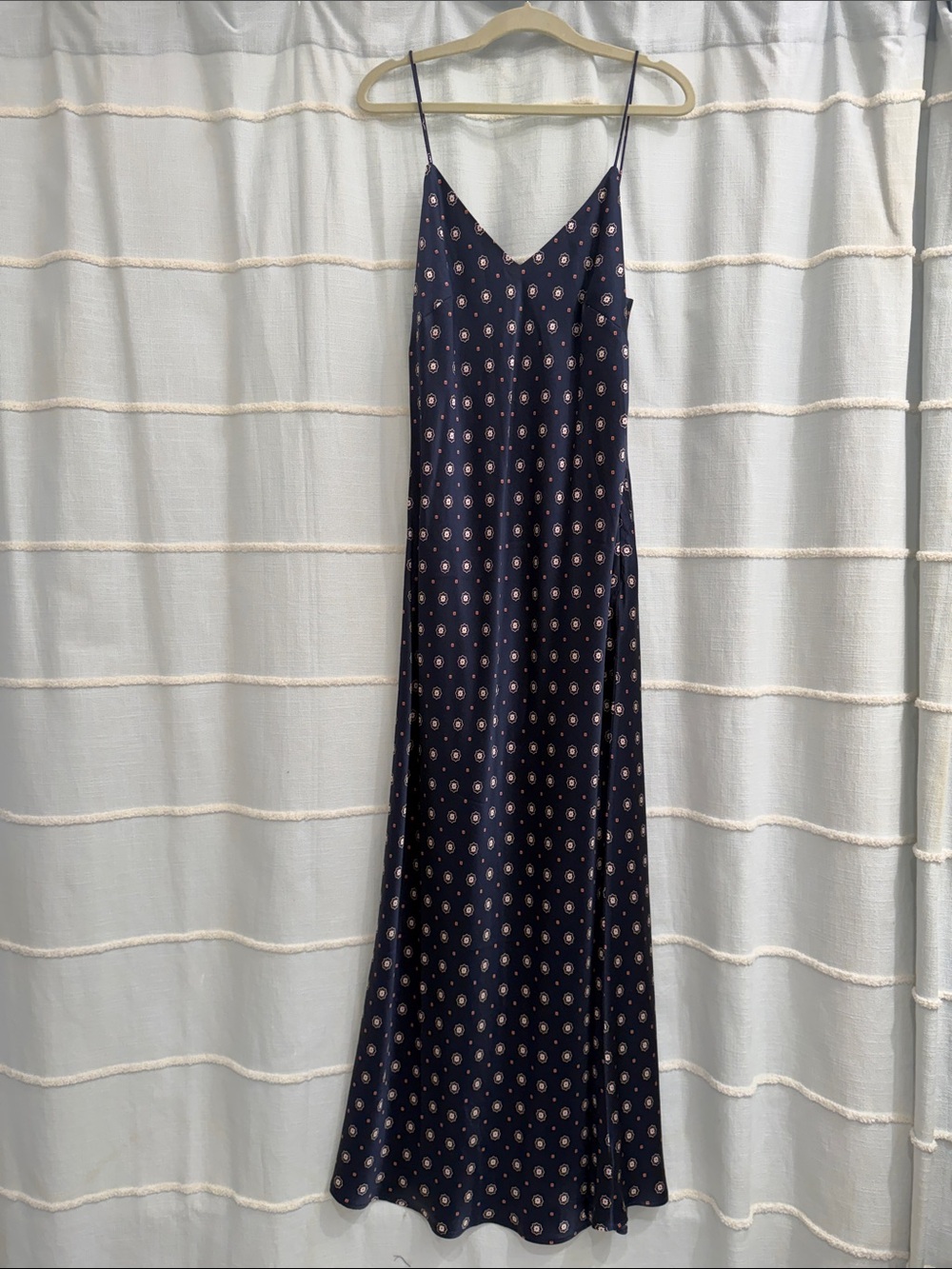 Unbranded Navy Floral Slip Maxi Dress with V-Neck